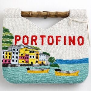 Portofino Beaded Bag with Wooden Handles